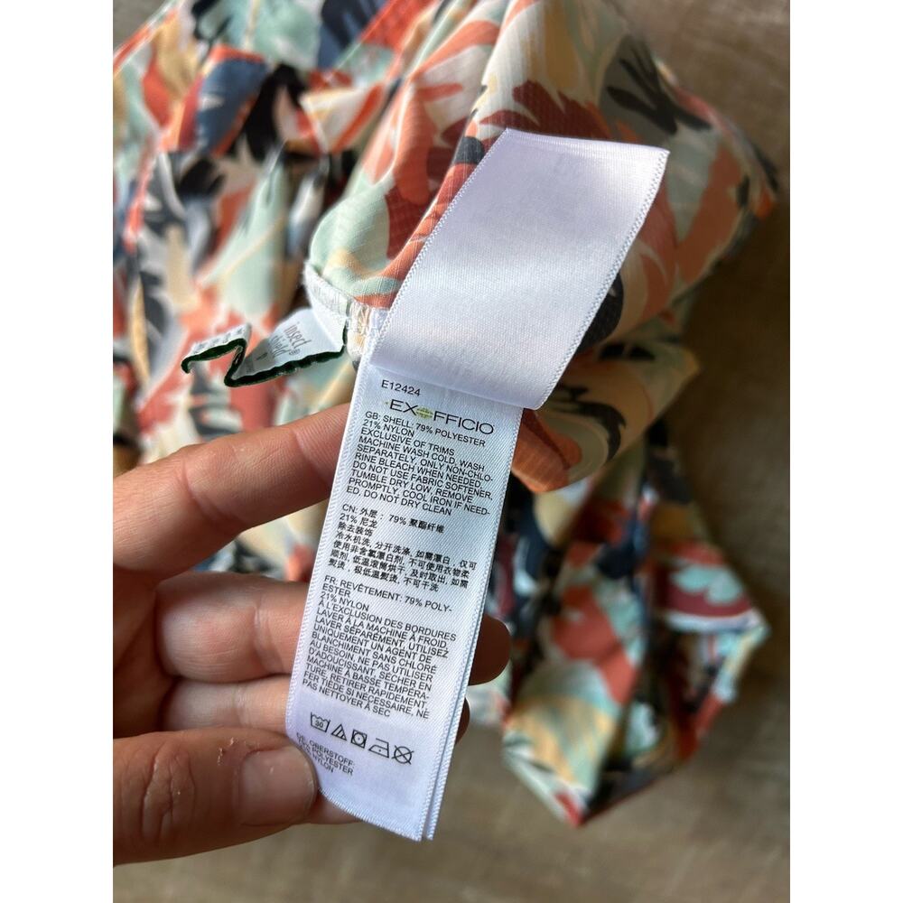 ExOfficio Insect Shield Travel Shirt Women L Tropical Floral Hiking Short Sleeve - Picture 10 of 12